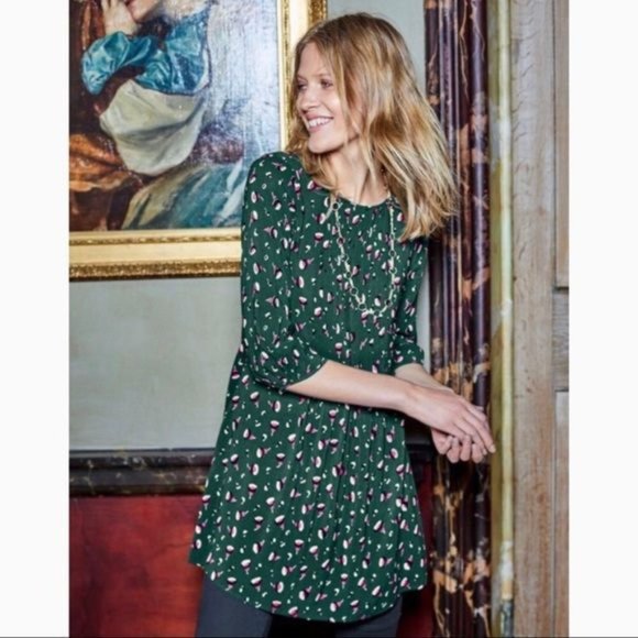 BODEN Aurelia Tunic Green Heathland Bud sz 8L Women's - Picture 9 of 10